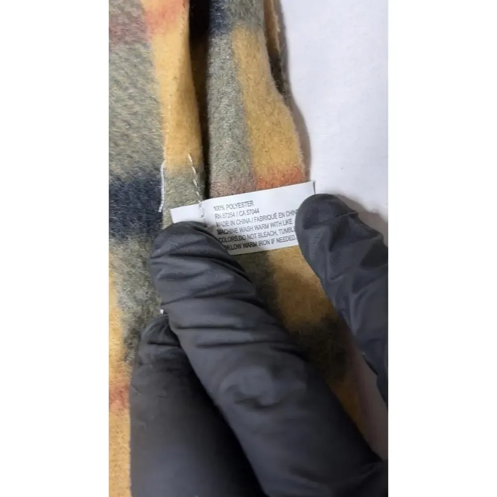 Men's Fleece Scarf Plaid Yellow Mustard‎ Brown Navy Warm Winter Fringed New
